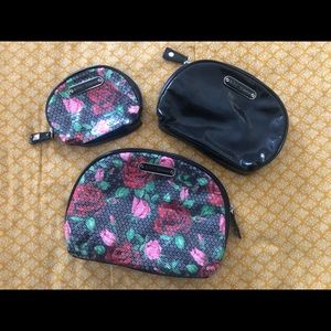 Betsey Johnson 3 piece Cosmetics bag set